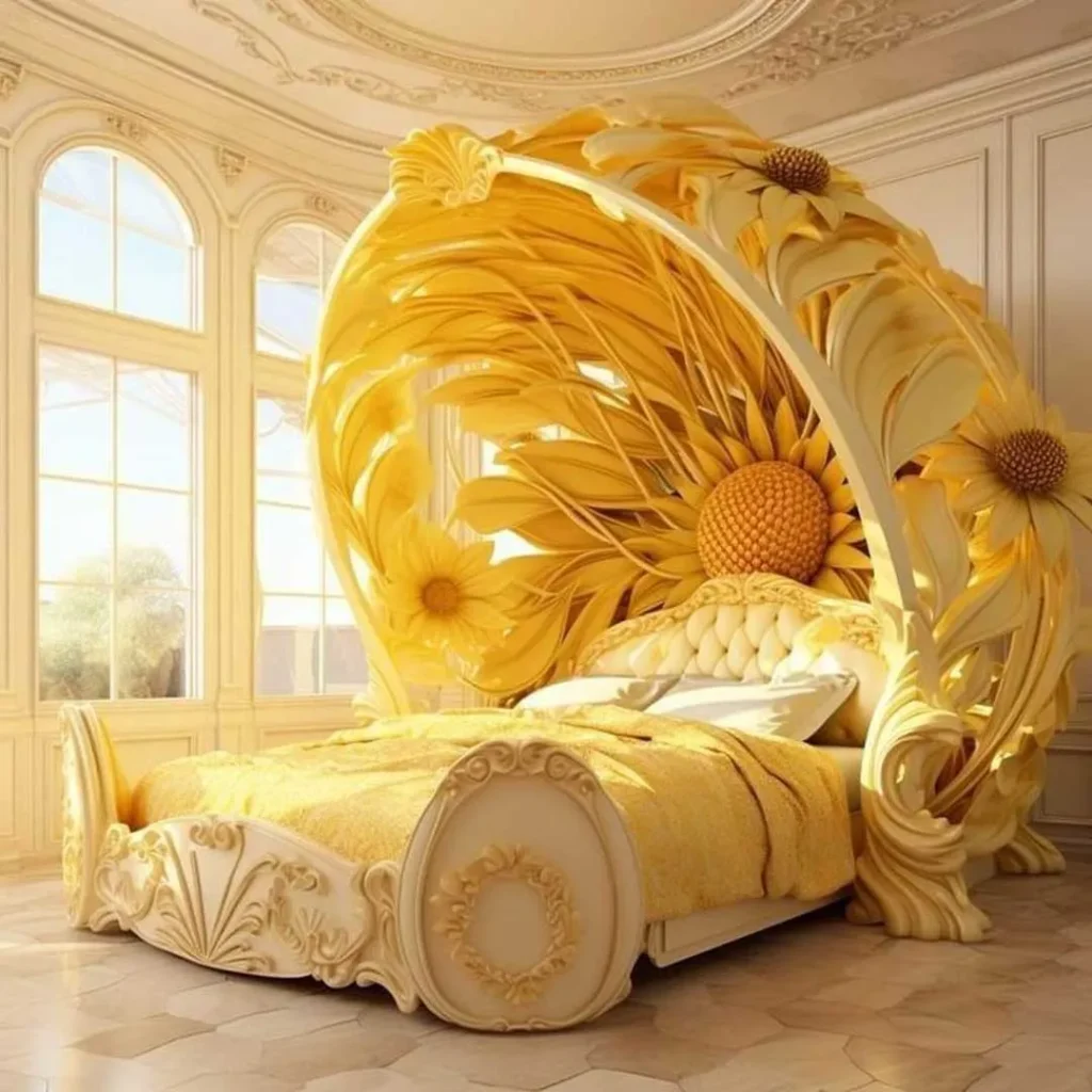 تخت خواب با طراحی دیدنی آفتابگردان 