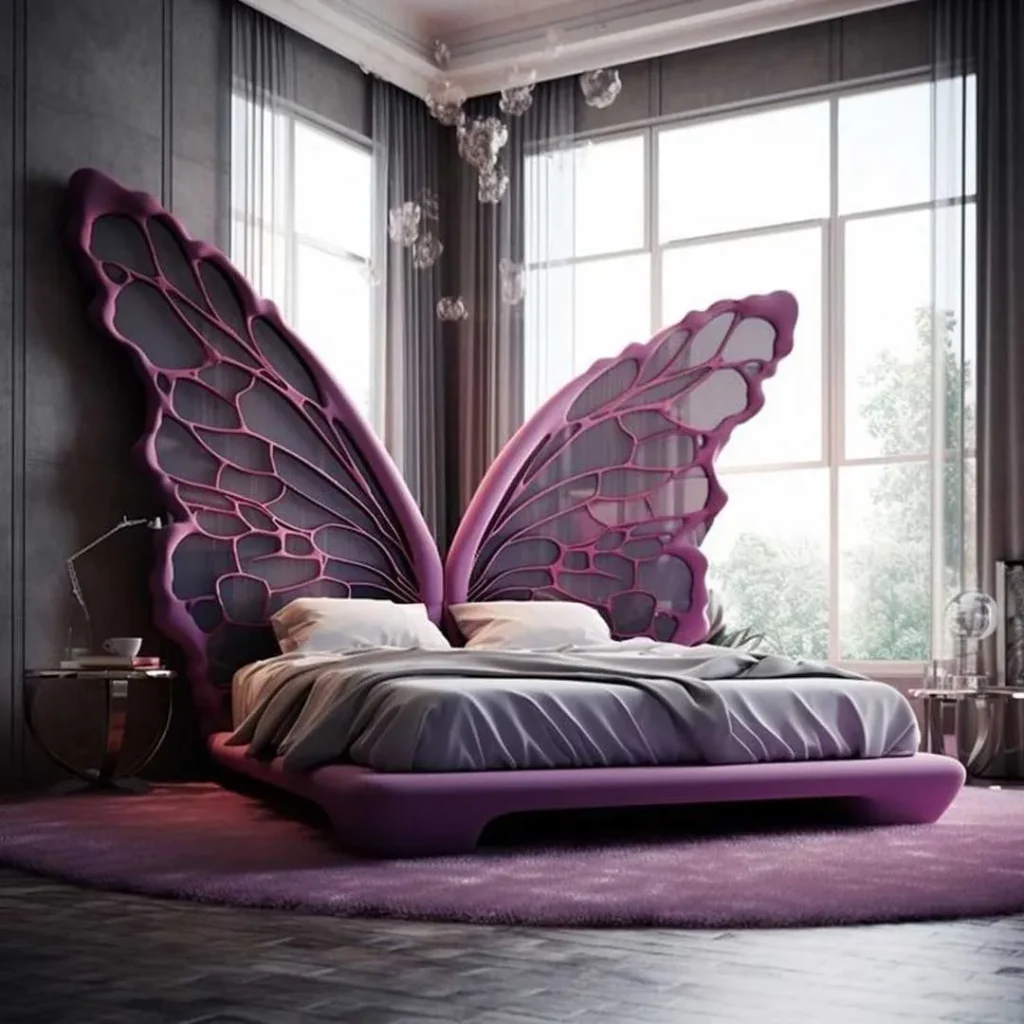 تخت خواب طرح پروانه بنفش