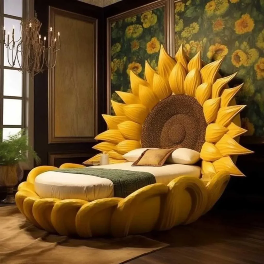 تخت فانتزی با طرح گل آفتابگردان زیبا