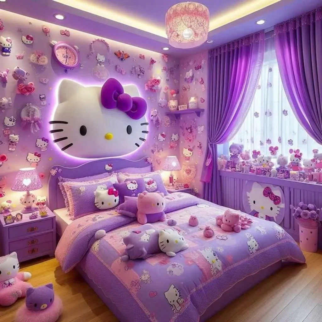 طراحی اتاق خواب کودک با تم کارتونی بچه گربه