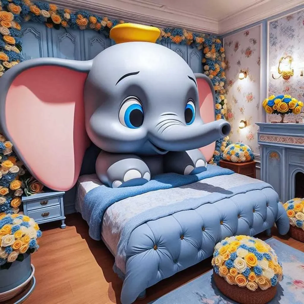 طراحی اتاق خواب کودکان با فیل کارتونی