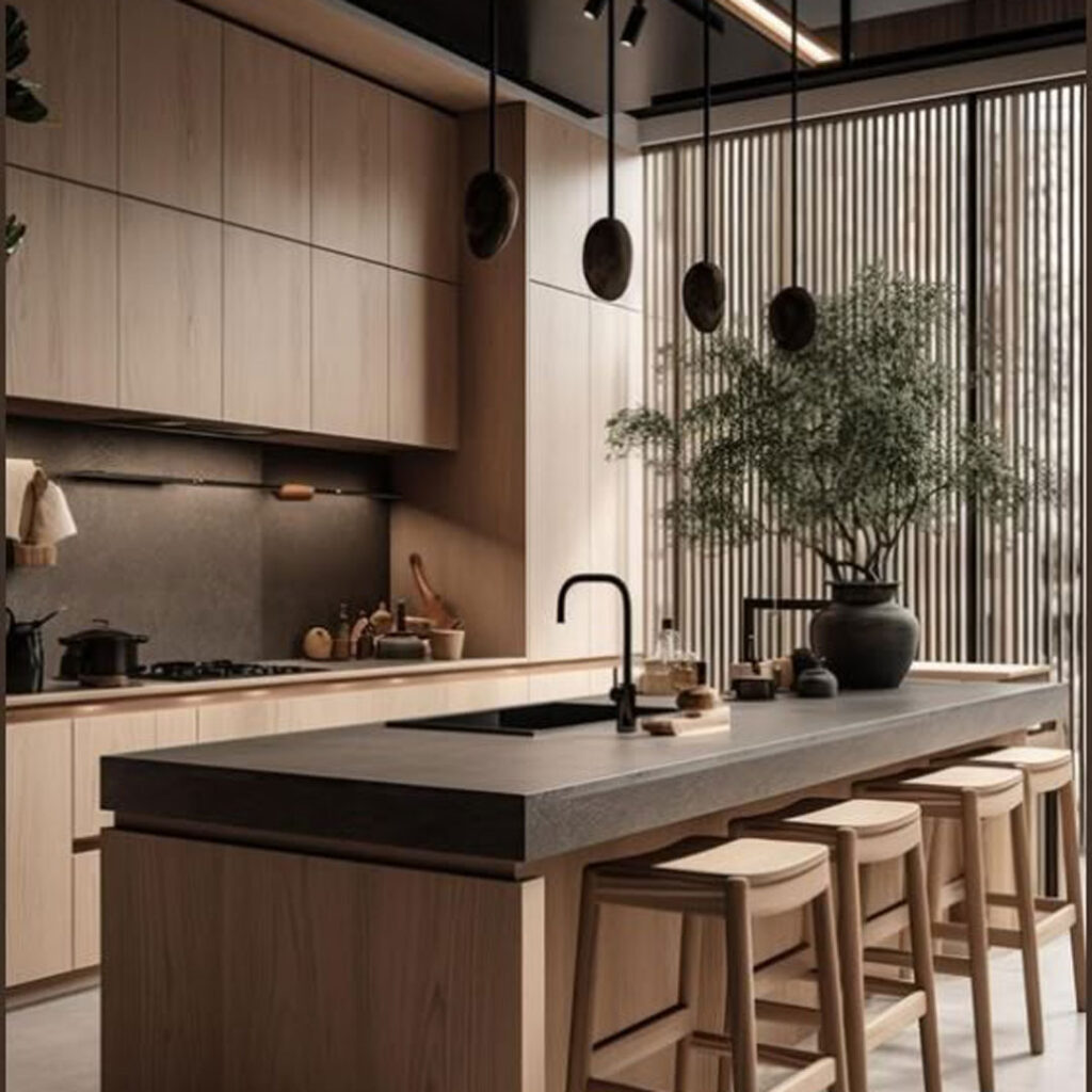 طراحی کابینت آشپزخانه به سبک زیبا ژاپنی