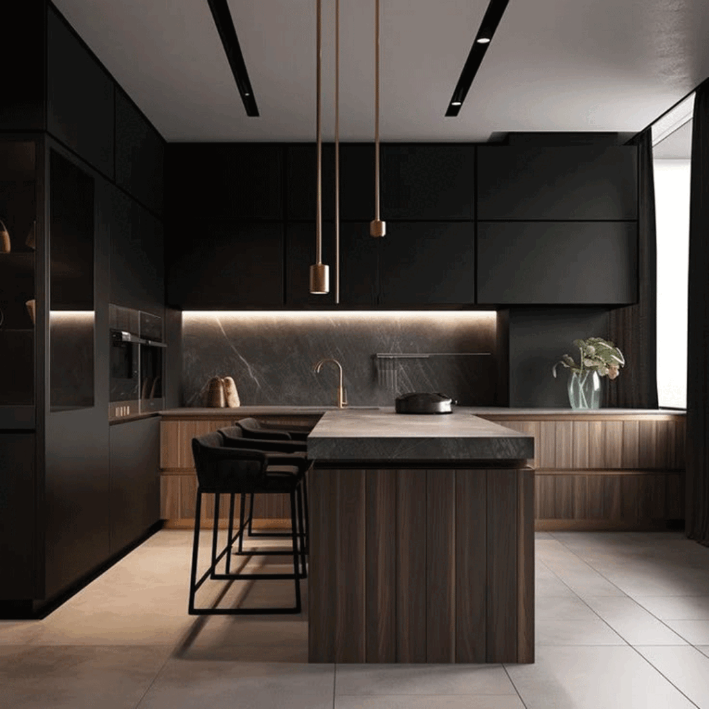 طراحی کابینت آشپزخانه سیاه