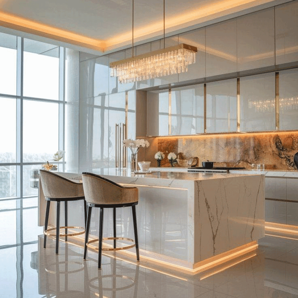 طراحی کابینت آشپزخانه سفید
